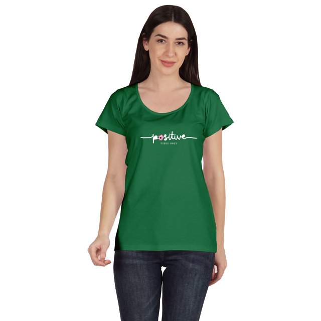 Inkmeso Scoop Neck Positive Vibes Only Tshirt Inspiration Typographic Tee Tops
