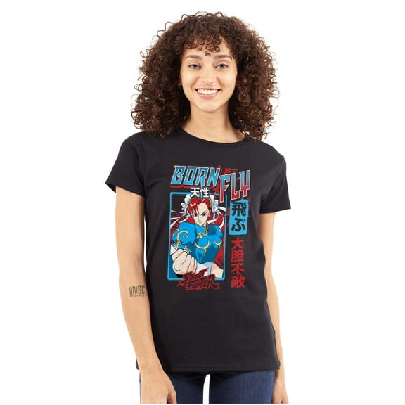 Street Fighter Chun Li Born Fly Women's T Shirt Ladies Tee Brisco Brands S