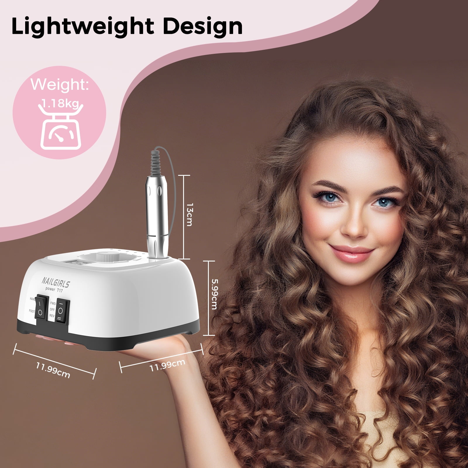 NAILGIRLS Electric Nail Drill 35000RPM with Foot Pedal, LCD Display for Acrylic Gel Manicure Pedicure