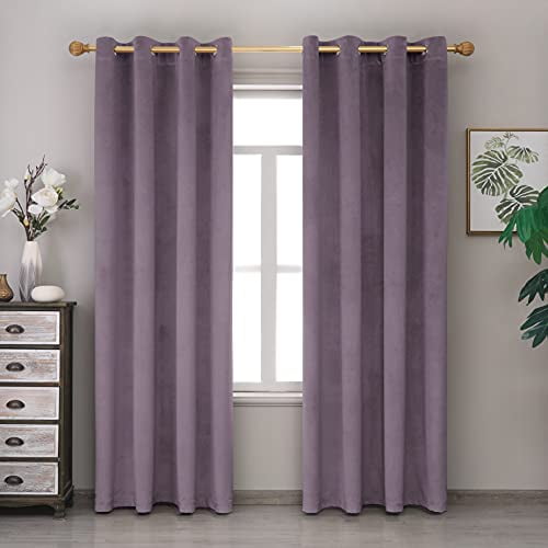 Lexrowen Purple Blackout Velvet Curtains 72 Inches Long Window Curtain Treatment For Bedroom Living Room Decor Farmhouse Grommets Thermal Insulated Ds Set Of 1 Panel Com Window Curtain Treatment For Bedroom, Purple Blackout Bedroom Curtains