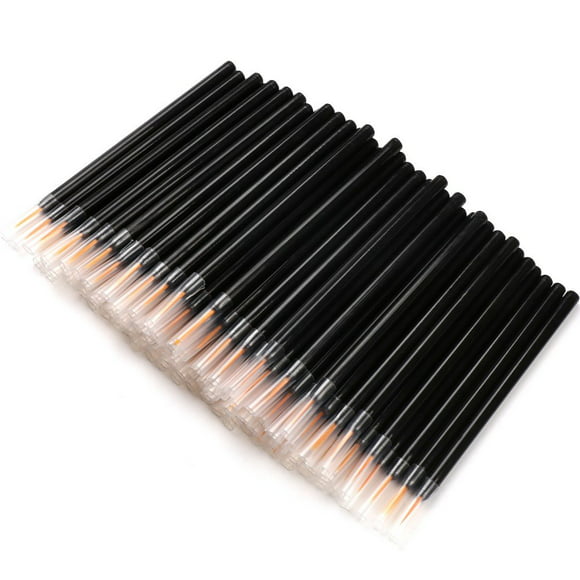 TygoMall 100pcs Pinceaux Jetables Eye-Liner avec des Couvertures sur les Cheveux Beauté Outils de Maquillage Baguette Applicateur (Taille: 9cm, Épaisseur: 0.2cm, Couleur Noir)