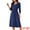 Dark Blue, variant on DARING DIVA 3/4 Sleeve Twist Knot Front V Neck A-line Midi Dress S Black