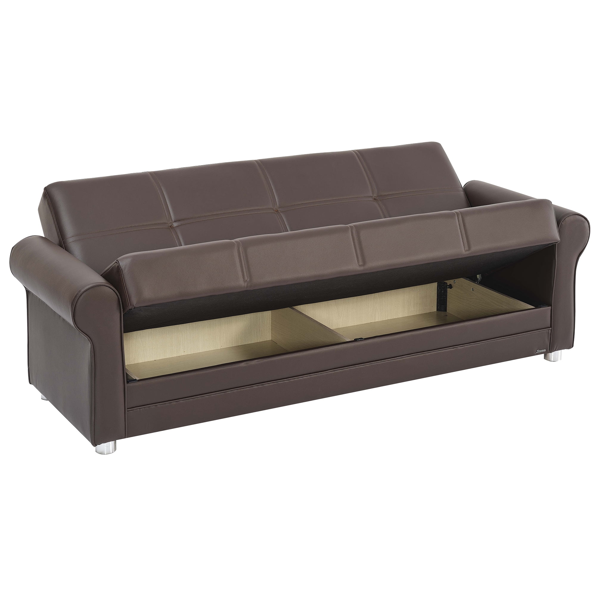 Ottomanson Convertible Sleeper Sofa Bed with Hidden Storage, Firm Comfort Couch, Brown