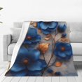 thumbnail image 1 of Fotbe Elegant Blue Gold Blooms Manta de Franela Acolchonada con Estampado, Súper Suave y Esponjosa, Extra Grande para Sofá, Cama, Uso Todo el Año-40"x30", 1 of 7