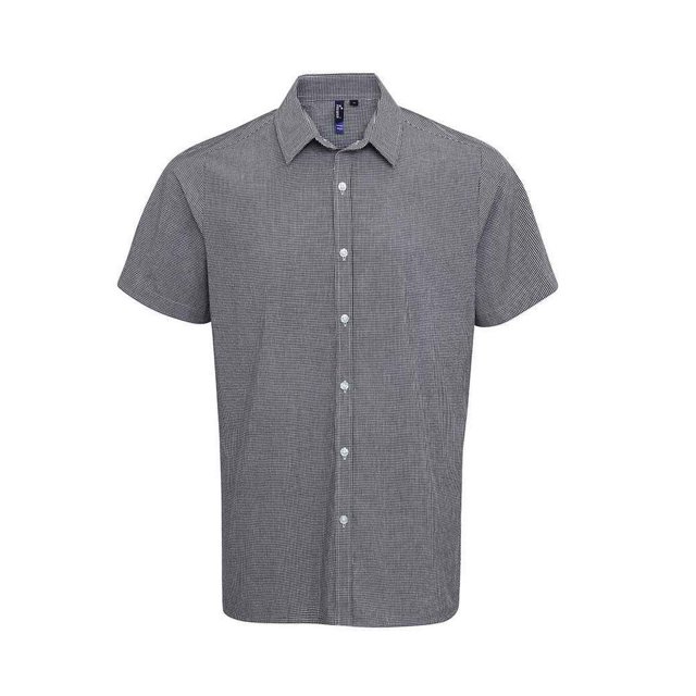 Premier Chemise à Manches Courtes en Coton Vichy Mens