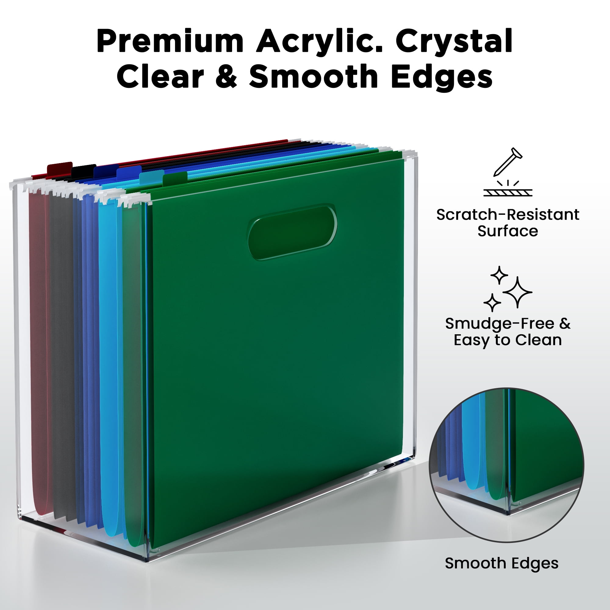 CLASSIC ACRYLIC File Organizer for Home and Office Organization, Clear, 10"x12.2"x5.5"