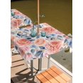 thumbnail image 2 of Outdoor Tablecloth with Umbrella Hole for Patio/Picnic/Party/Camping, Botanical Pink Blue Waterproof Table Cloth Square Cover Washable, Farmhouse Country Watercolor Flower Leaf (54"x 54"), 2 of 9
