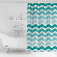 thumbnail image 4 of Extra Long Shower Curtain 72x96 Inch, Turquoise Striped Ombre Shower Curtain Waterproof Bathroom Decor Geometric Modern Gradient Ocean White Fabric Bath Curtain Set Accessories with Hooks, 4 of 6