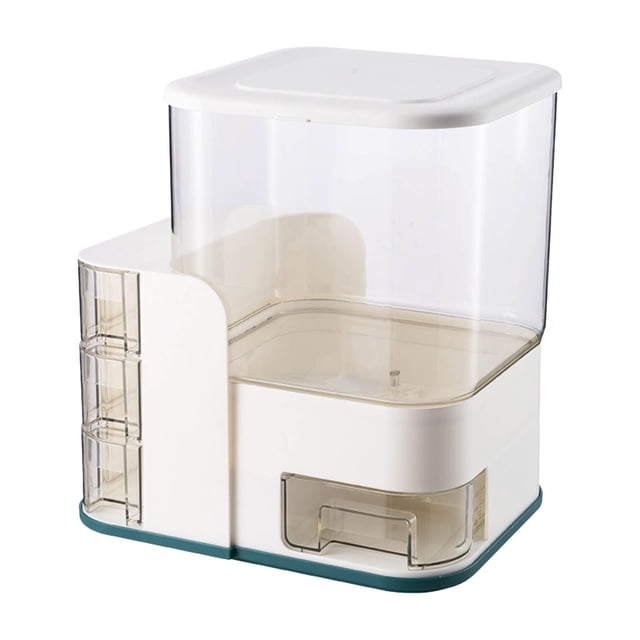 Contenedor de almacenamiento de 4 compartimentos, dispensador de almacenamiento de cereales integrales secos verde