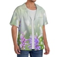 thumbnail image 4 of Honeii 's Purple Butterfly On Wild for men's short-sleeved button-up collared shirt featuring a pocket, perfect for beach vacations, and travel adventures., 4 of 5