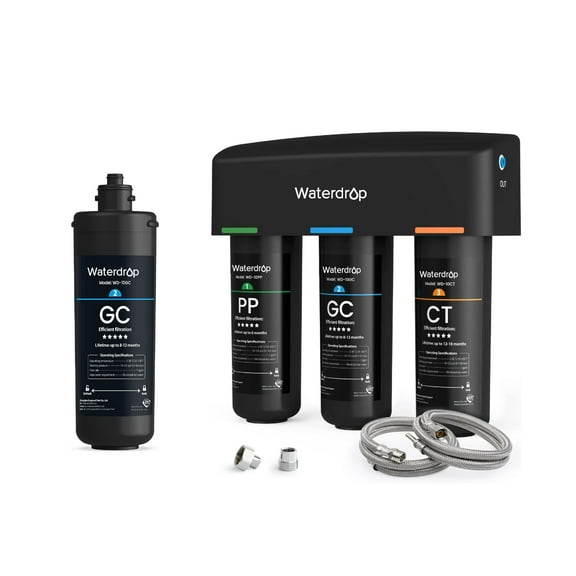 Waterdrop TSA 8 Layer Under Sink Water Filter System, WD-10GC Under Sink Water Filter, Reduces PFAS, PFOA/PFOS, Fluoride, Chlorine, Bad Taste & Odor, NSF/ANSI 42 Certified Element
