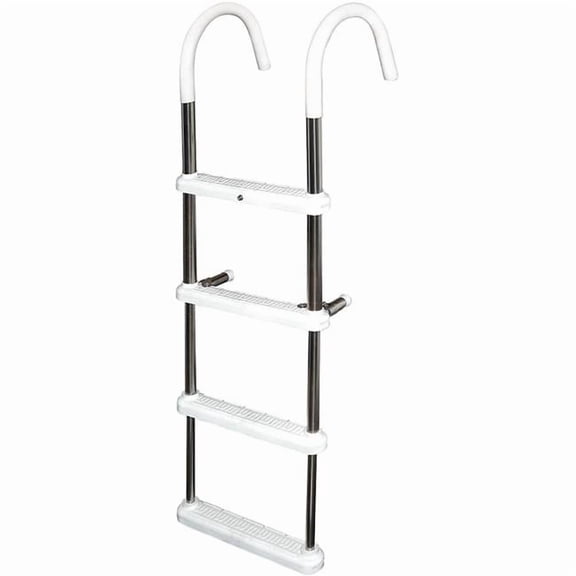 JIF Marine DMT3A-7 3 Step Gunwale 7 in. Hook Boat Ladder - Aluminum