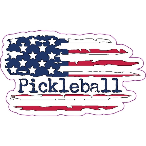 Wickedgoodz Pickleball American Flag Vinyl Decal - Patriotic Pickleball Bumper Sticker - for Laptops Tumblers Windows Cars Trucks Walls