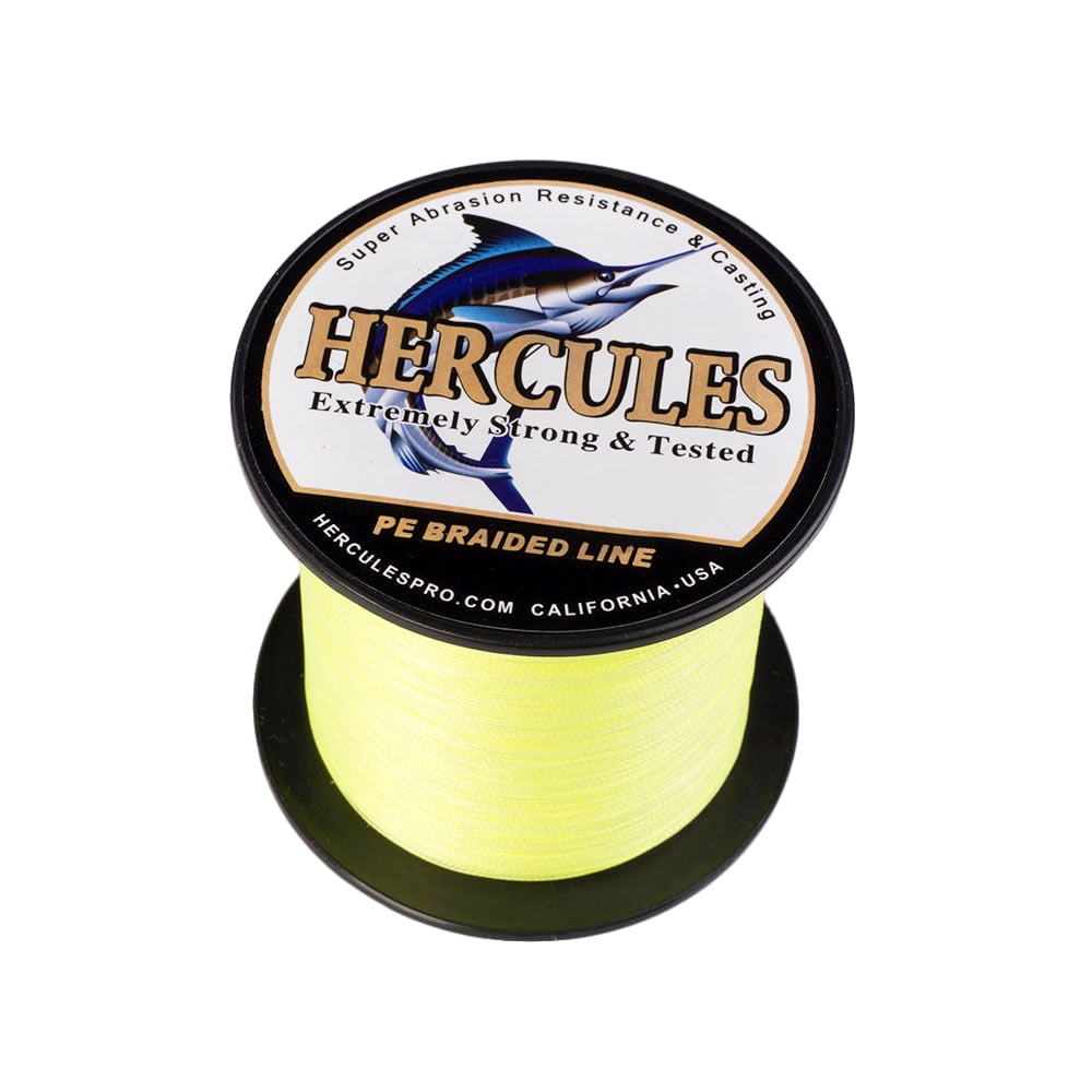 HERCULES Super Strong 500M 547 Yards Braided Fishing Line 30 LB Test for Saltwater Freshwater PE Braid Fish Lines 4 Strands - Fluorescent Yellow, 30LB (13.6KG), 0.28MM