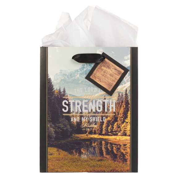 Men & Women Gift Bag Set w/Card: The Lord is My Strength - Ps. 28:7, Medium