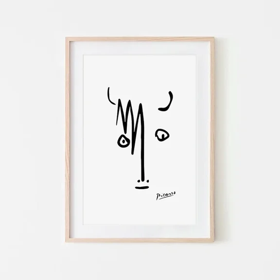 Kna Prints - 1 Pcs Poster Bull Line Art By Picasso Wall Art Print. Perfect Minimalist Wall Decor, UNFRAMED-8x12