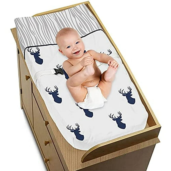 Stag Navy and White Collection Changing Pad Cover