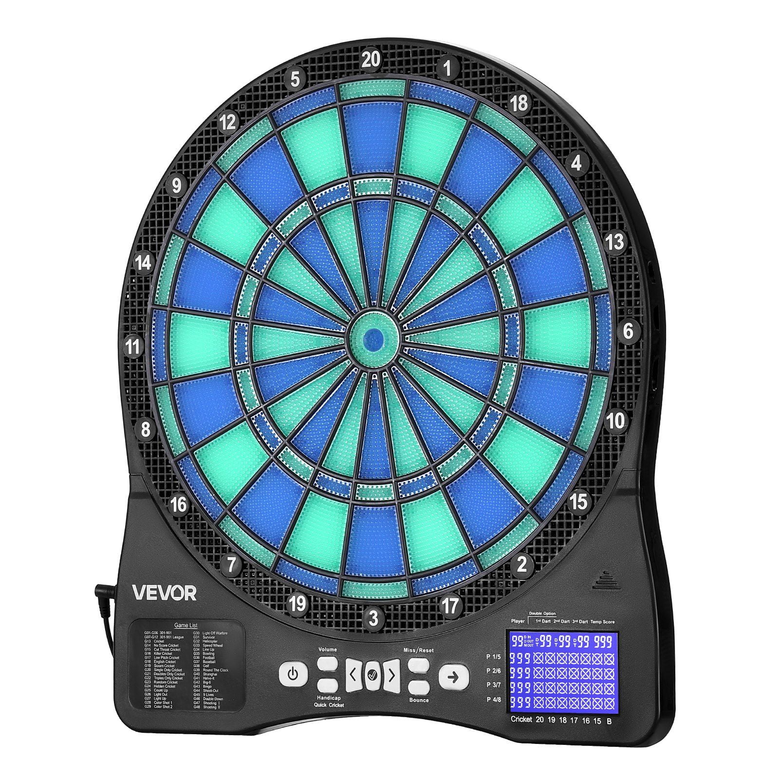 Multiplayer Electronic Dartboard Set with LED Lights, 48 Games & 500+ Options, 6 Darts, 50 Soft Tips, Cricket LCD Screen - Fun for 8 Players at Home/Bar