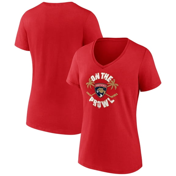 Women's Red Florida Panthers Active Edge V-Neck T-Shirt