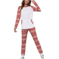 thumbnail image 1 of Pijamas Navideños Para Mujer, Traje Informal Con Cuello Redondo, Pantalones Largos de Dos Piezas, Jersey, Conjuntos de Retazos de Manga Larga Odeerbi  ODB206294, 1 of 8