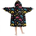 thumbnail image 2 of Game Controller Black Pattern Lamb Fleece Blanket Hoodies for Teens ,Teens Oversize Sherpa Wearable Hooded Blanket Sweatshirt with Super Pockets, 2 of 6