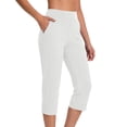 thumbnail image 2 of Casual Capri Pants for Women 2026 Summer Dressy Work Drawstring Elastic Waist Yoga Pants with Pockets Workout Leggings, #03 White, XXL, 2 of 4