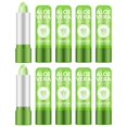 thumbnail image 1 of Ownest 10 paquetes de lápiz labial de aloe vera de larga duración, nutritivo y calmante, bálsamo labial, hidratante, temperatura mágica, cambio de color, lápiz labial, cuidado de los labios, embalaje, 1 of 5