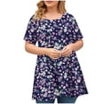 thumbnail image 2 of Aloohaidyvio Plus Size Shirts for Women,Women's Boho Printed Basic T Shirts Summer Soft Oversized Cotton Tees Short Sleeve Round Neck Loose Tunic Tops, 2 of 4