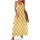thumbnail image 1 of Vestido sin mangas con estampado de cuadros en naranja y blanco, vestidos cortos sexis, vestidos atrevidos para mujer, 1 of 7