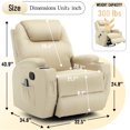 thumbnail image 2 of Korser Swivel Rocker Recliner Chair with Massage Faux Leather for Living Room,Beige, 2 of 7