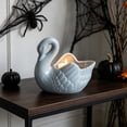 thumbnail image 4 of Ceramic Swan Tealight Candle Holder, Embossed Texture Candle Bowl, Tabletop Ornament for Halloween Home Indoor Mantel Shelf Decoration, 4 of 6