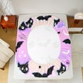 thumbnail image 5 of jejeloiu Happy Halloween Queen Sheet Sets,Ghost Bat Cat Flat Sheet,Pink Purple Ombre Queen Fitted Sheet,Lightweight Room Decoration,4pcs, 5 of 7