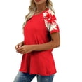 thumbnail image 5 of Odbmxy Womens Tshirts Short Sleeve Summer Graphic Tops Women Leisure Red Regular Running Raglan Tops, 5 of 8