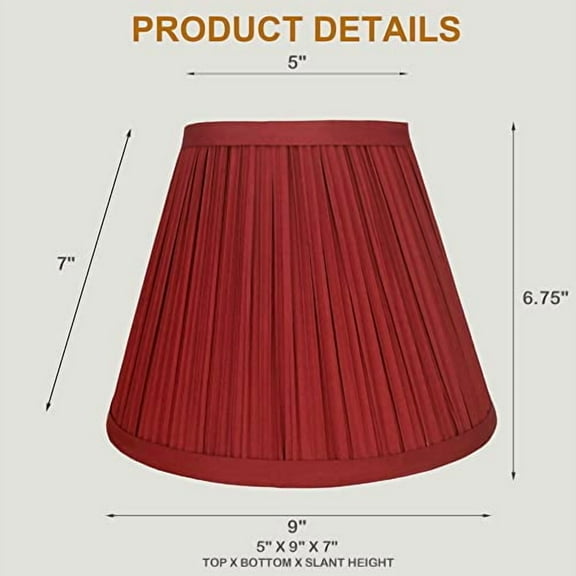 Urbanest Set of 2 Pleated Softback Lamp Shade, Faux Silk, 5-inch by 9-inch by 7-inch, Burgundy, Spider Fitter