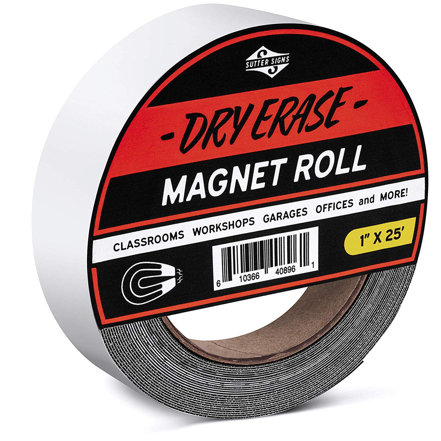 Dry Erase Roll Strip 1inch Wide by 25feet Long Reusable