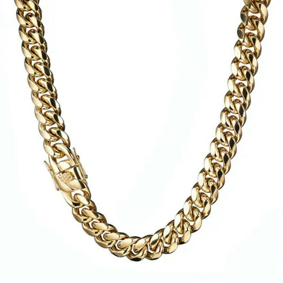 6mm-18mm Men's Miami Cuban Link Chain Necklace 18K Gold Plated Stainless Steel