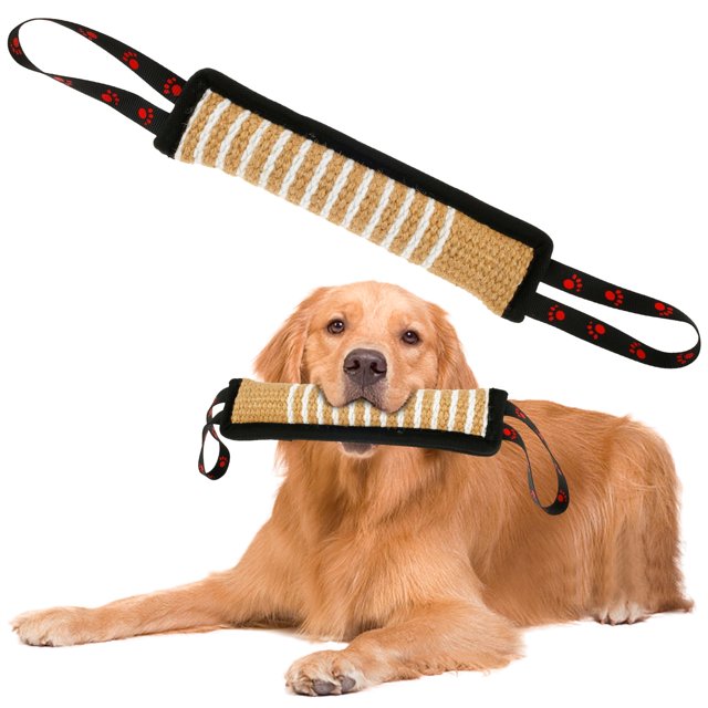 Wekvgz - Juguete de tira y afloja para perros, almohada de lino para entrenamiento de perros con 2 asas, juguete interactivo para morder para perros, fácil de limpiar, juguete para morder para
