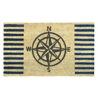 Rugsmith Gray Machine Tufted Welcome Compass Doormat, 18" x 30"