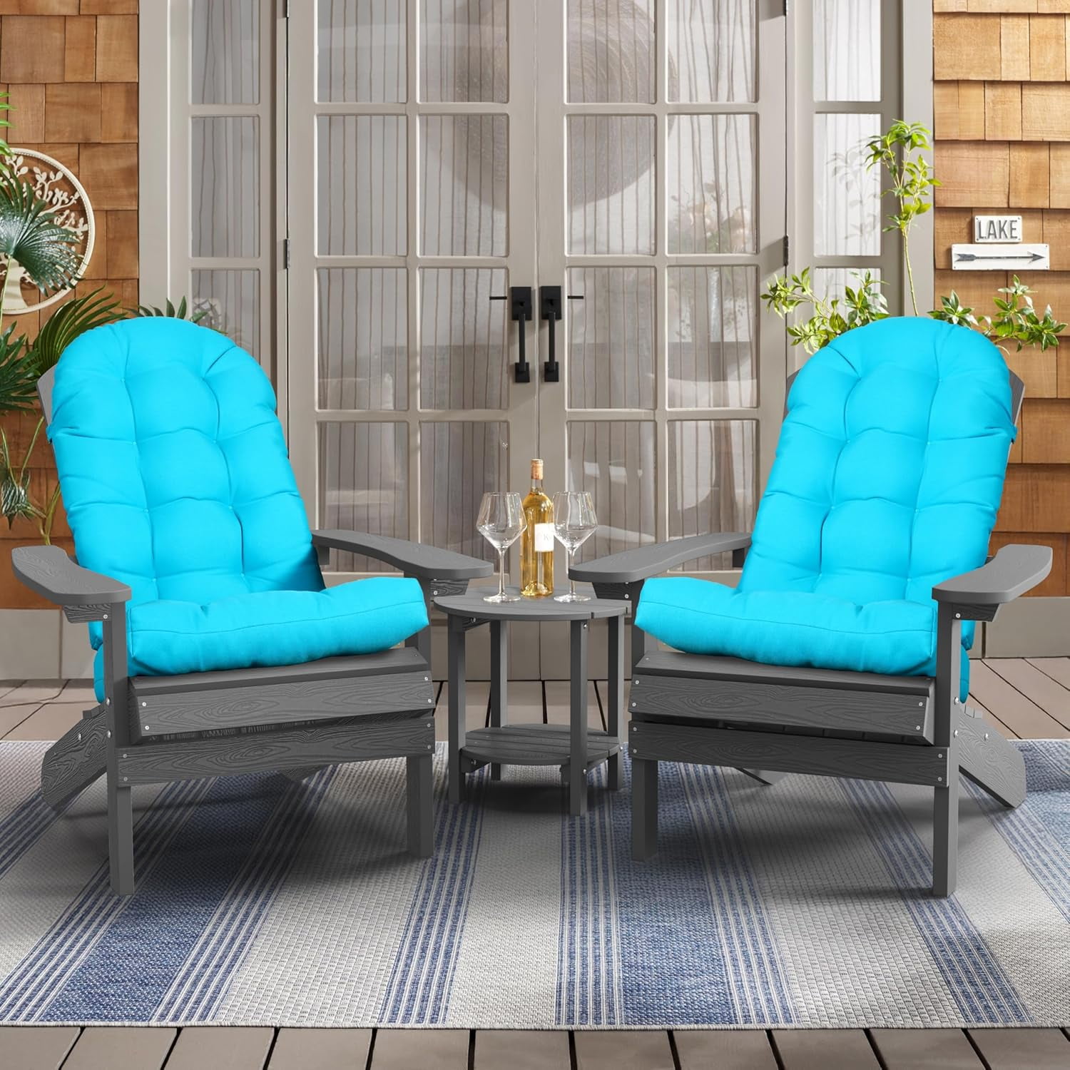 Outdoor Highback Seat Cushion 43.3"*19.7" Waterproof UV Resistant Inlife Rocking Chair Seat Pad for Dining Chairs, Office, Restaurant