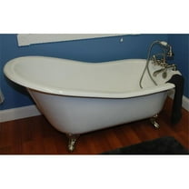 ST61-7DH-BN Cast Iron Slipper Clawfoot Tub 61 x 30 in. with 7 in. Deck Mount Faucet Drillings and Brushed Nickel Feet