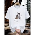 thumbnail image 1 of Men'S Summer Casual Crew Neck T-Shirt, 100% Cotton Knit Fabric with Geometric Print, Slight Stretch, Regular Fit, Fashionable Daily Wear Top, 1 of 6