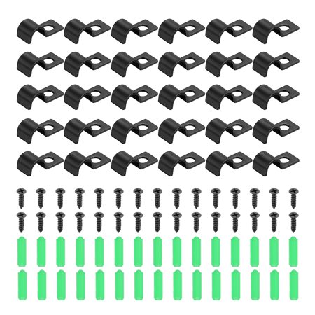 Uxcell 50Pcs 8mm(5/16 ) One Hole Pipe Strap Rigid U Brackets Conduit Clamp Heavy Duty Carbon Steel Pipe Strap Clip with Self-Tapping Screws and Expansion Tube for Fixing Wire Cord
