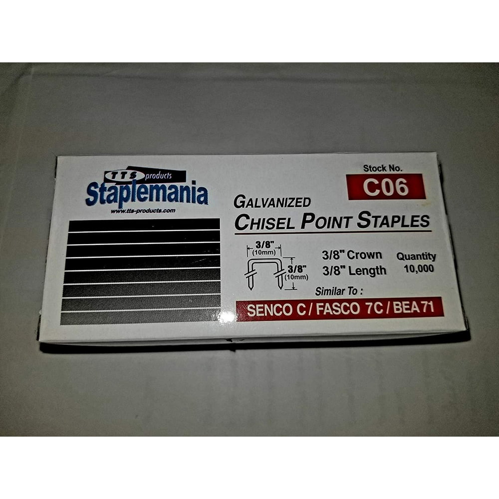 C06 Upholstery Fine Wire Staple 22 Gauge 3/8" Crown X 3/8" Leg (7110