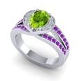 thumbnail image 2 of 2.35 Carat Oval Cut Peridot & Amethyst Gemstone Shiny Anniversary Ring for her 18K White Gold Size 8.5 by Diamond-Capitals, 2 of 8