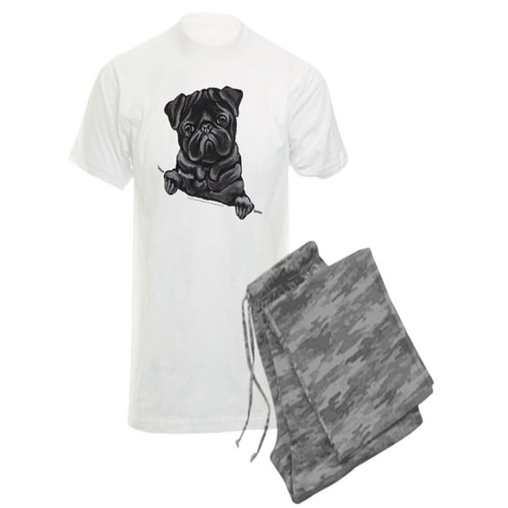 CafePress - Black Pug Line Art - Men's Light Pajamas