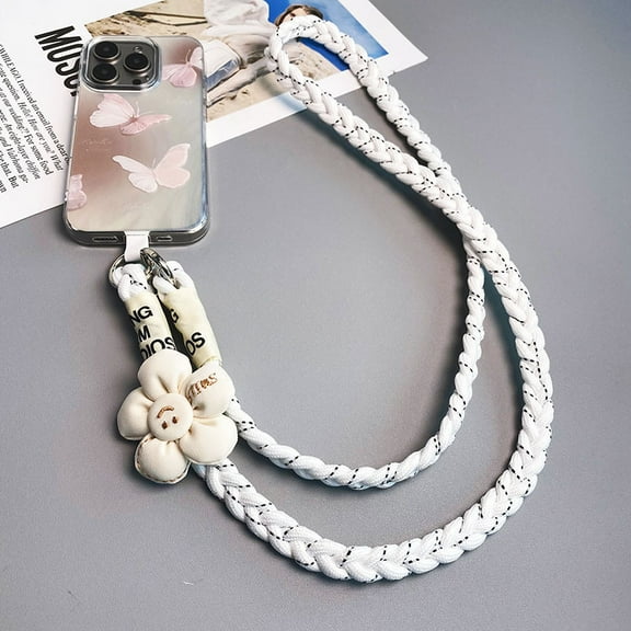 1Pcs Phone Lanyard, Adjustable Anti Theft Phone Strap for All Phones,Universal Cell Phone Neck lanyard for Travel Essentials,White