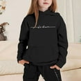 thumbnail image 2 of GBSYEWXS Casual Children Girls Outfits Sets Hooded Letter Print Athleisure Fashion Black Outfit Set Size 5-6 Years, 2 of 4