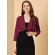 thumbnail image 4 of Allegra K Top corto Bolero Elegante frente abierto drapeado con mangas 3/4 Encogimiento de hombros a la boda para mujeres borgo?a M, 4 of 6