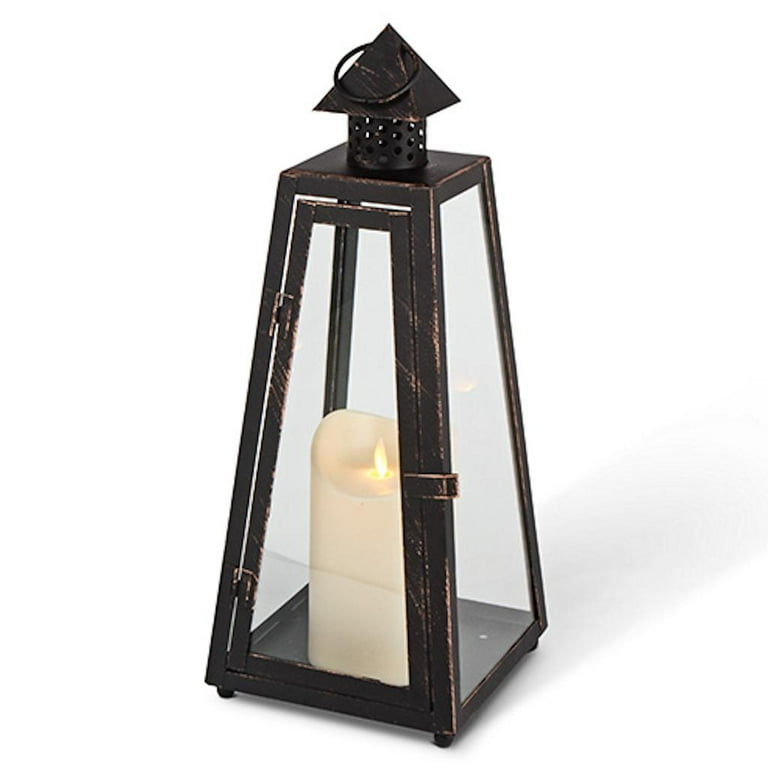 Gerson Metal Flameless LED Lantern with Timer Feature Gerson Metal Flameless LED Lantern with Timer Feature