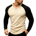 thumbnail image 7 of RongHuan Henley Shirts for Men Long Sleeve V-Neck Tshirts Vintage Slim Fit Sports T-Shirt Casual Color Block Tees, 7 of 7